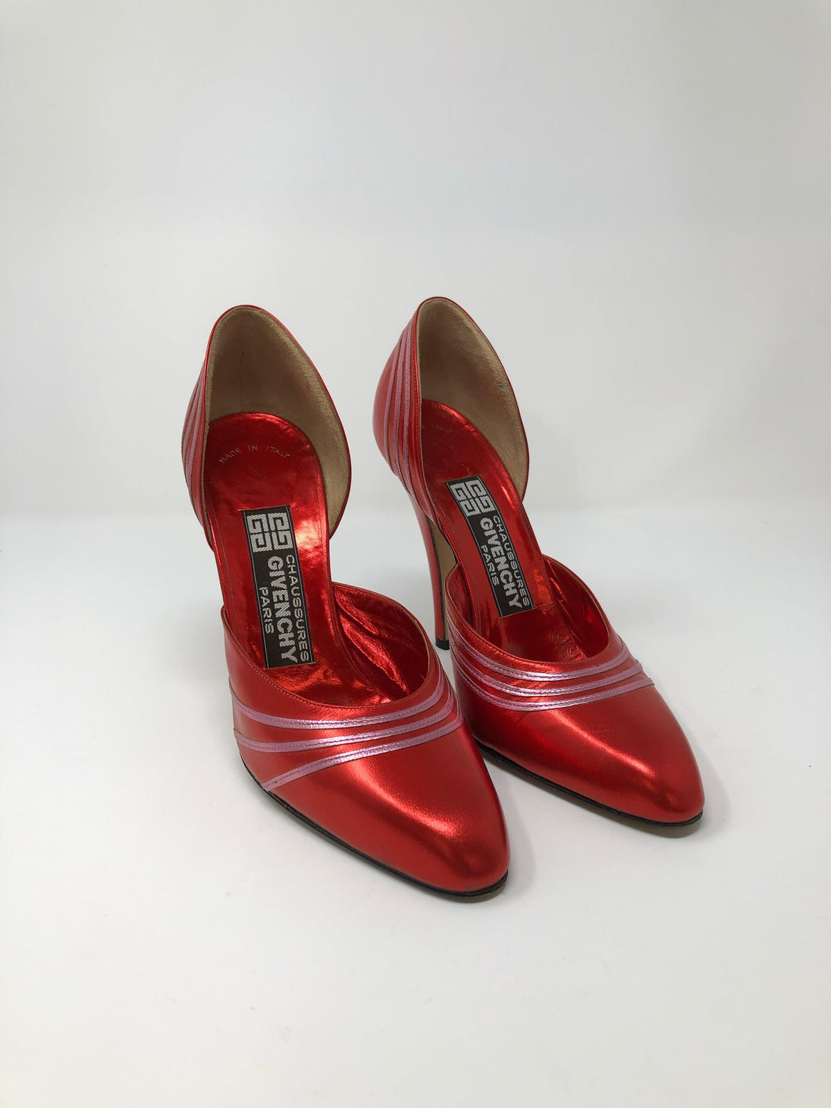 Givenchy Chaussures Paris Vintage Metallic Red Leather Shoes Size 6M (UK4) - Ava & Iva