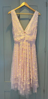 Tara Jarmon Dress  with Pink Daisy Netting And Silk Lining Fr38 UK Size 10 - Ava & Iva