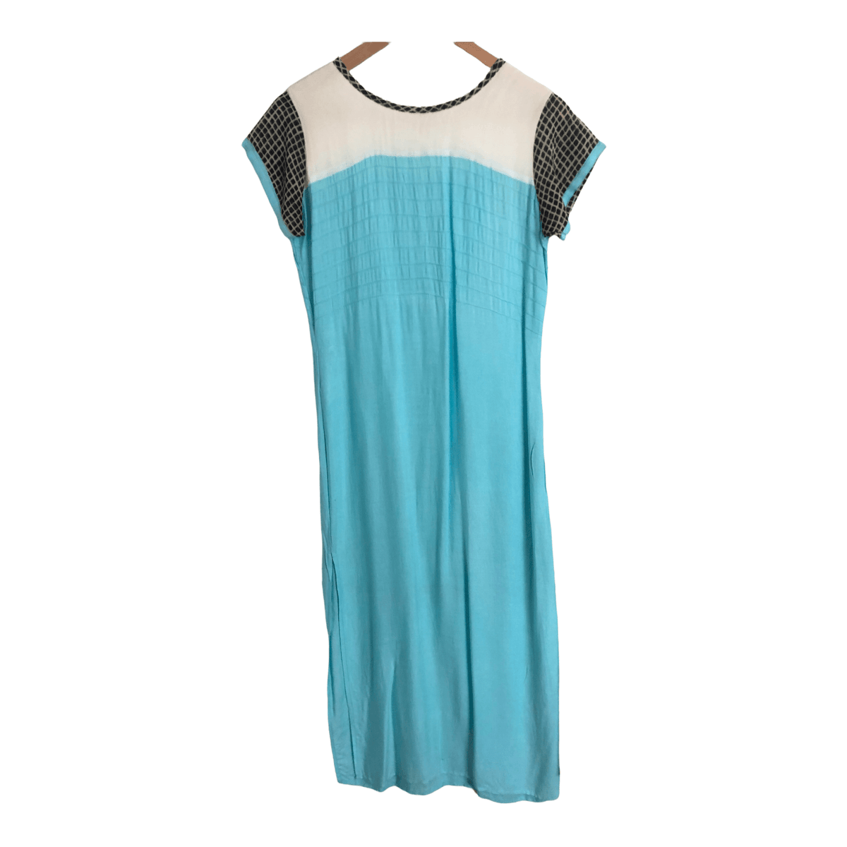 Unbranded Cotton Short Sleeve Maxi Tunic Summer Sundress Dress Light Blue Multi UK Size 10-12 - Ava & Iva