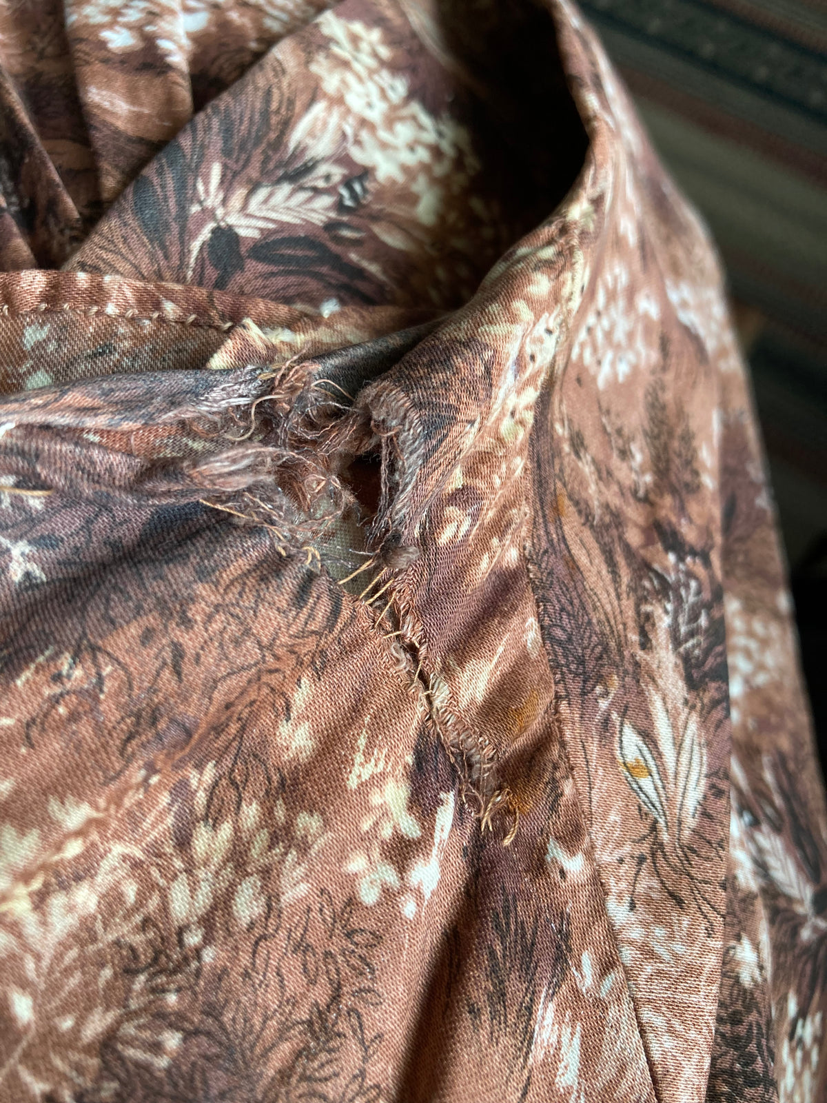 Vintage Cotton Brown And Cream Patterned Sleeveless Dress UK Size 12 - Ava & Iva