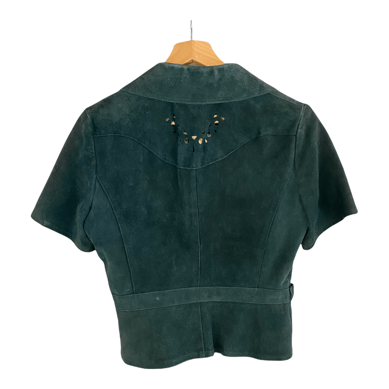 Suede and Leathercraft Vintage Suede Jacket Green Belted UK Size 12 - Ava & Iva