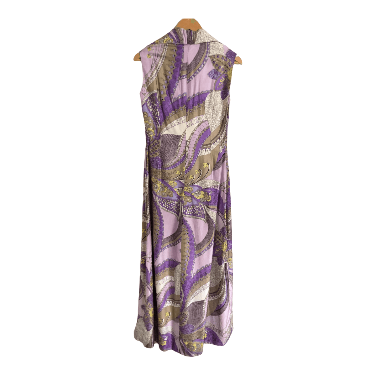 High Class Vintage 100% Raw Silk Sleeveless Jumpsuit Purple Gold UK Size 10-12 - Ava & Iva