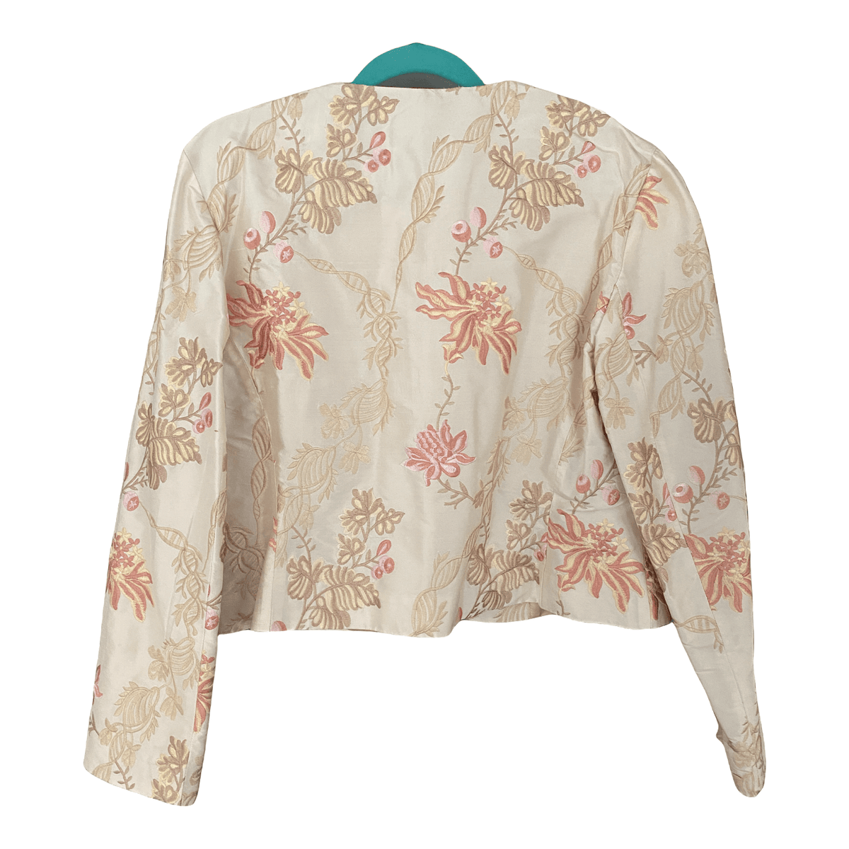 Pakeman Catto & Carter Cream and Pink Floral Silk Embroidered Bolero Jacket UK size 14 - Ava & Iva