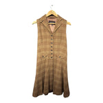 Moloh Wool Mid Brown Checked Sleeveless Dress UK Size 8 - Ava & Iva