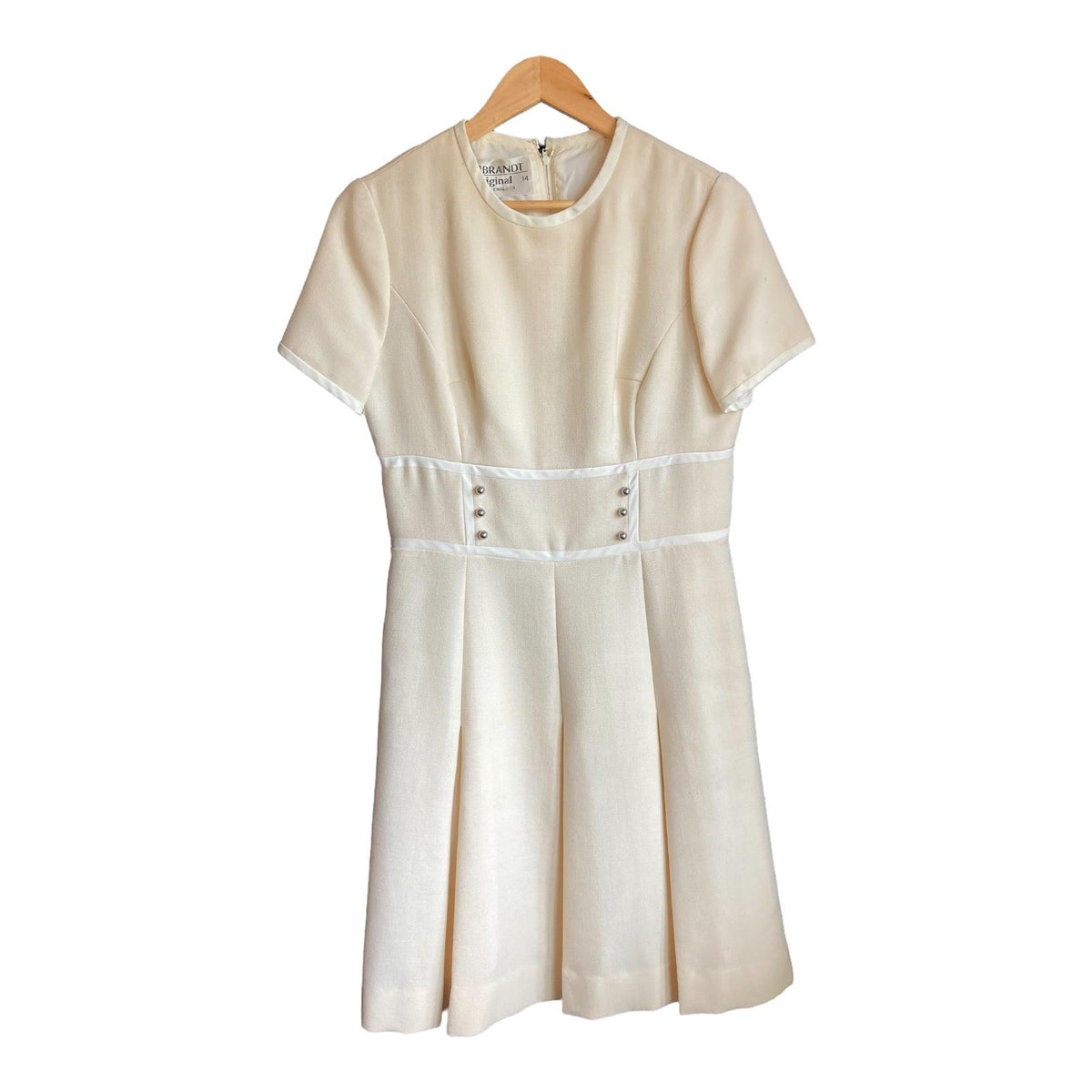 Rembrandt Original Wool Cream Short Sleeve Dress UK Size 14 - Ava & Iva