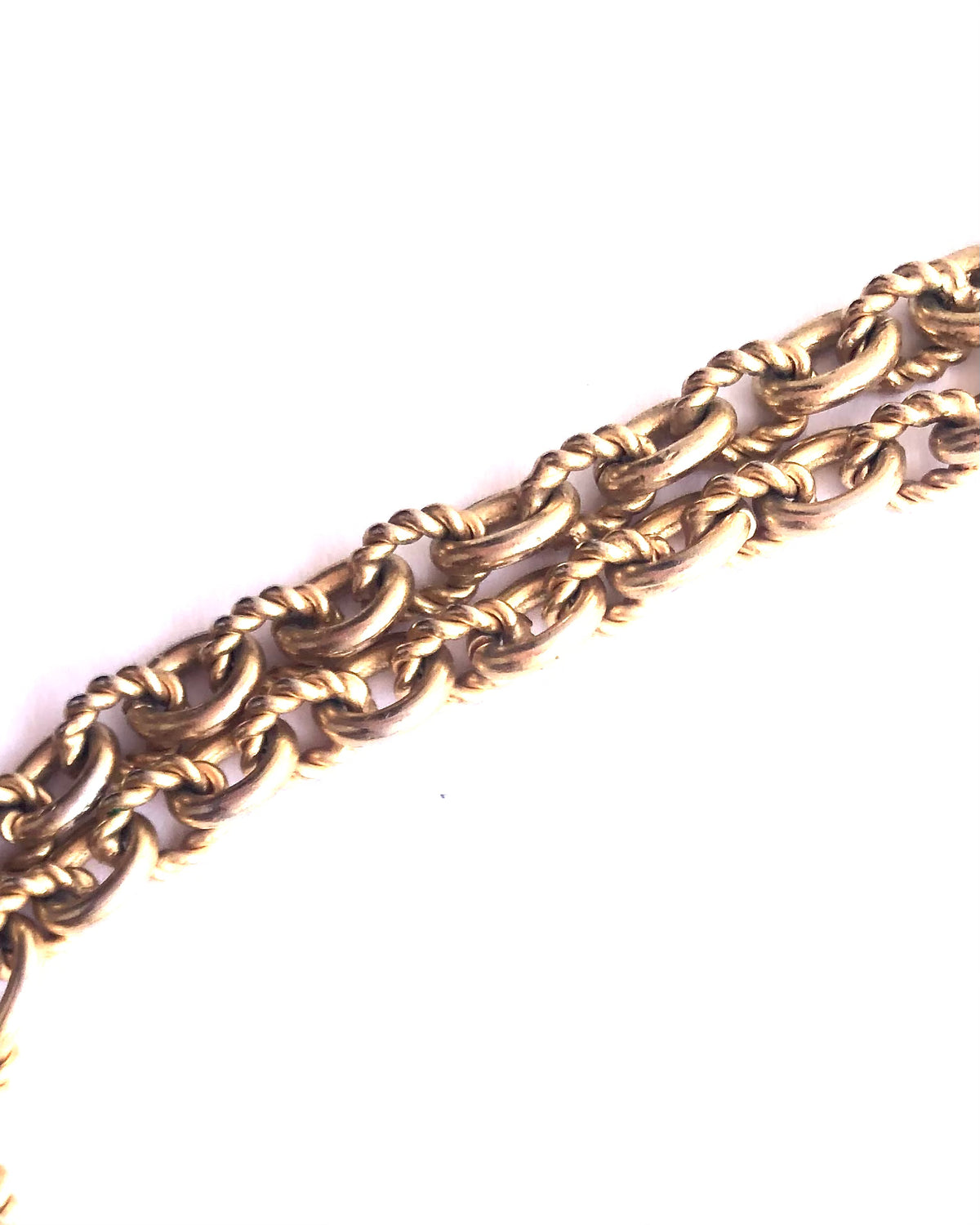 Vintage Gold Tone Single Strand Long Cable Chain Necklace w/ Large Pink and Grey-Blue Beaded Circular Pendant - Ava & Iva