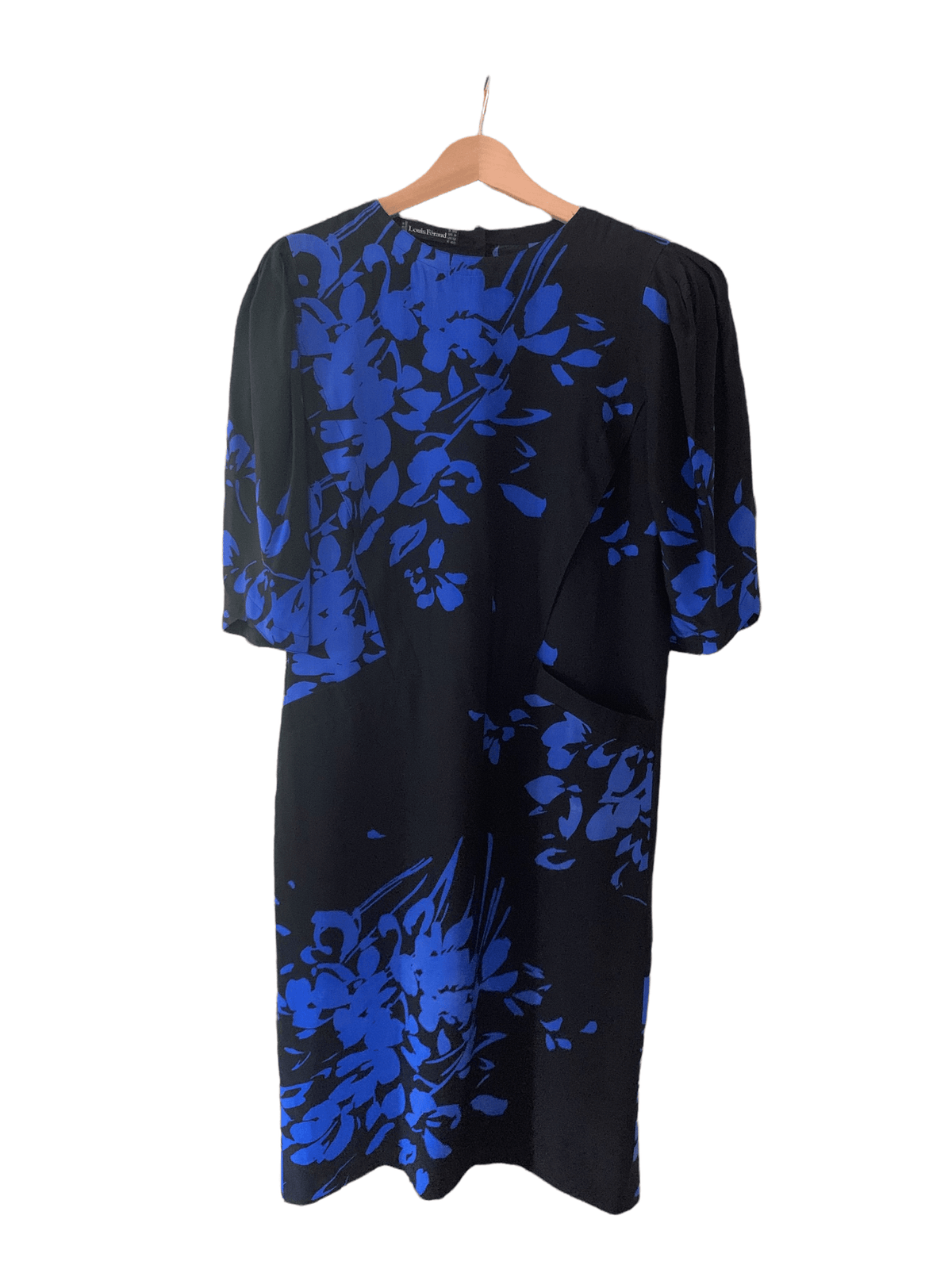 Louis Féraud 100% Silk Dress Black and Blue UK Size 12 - Ava & Iva