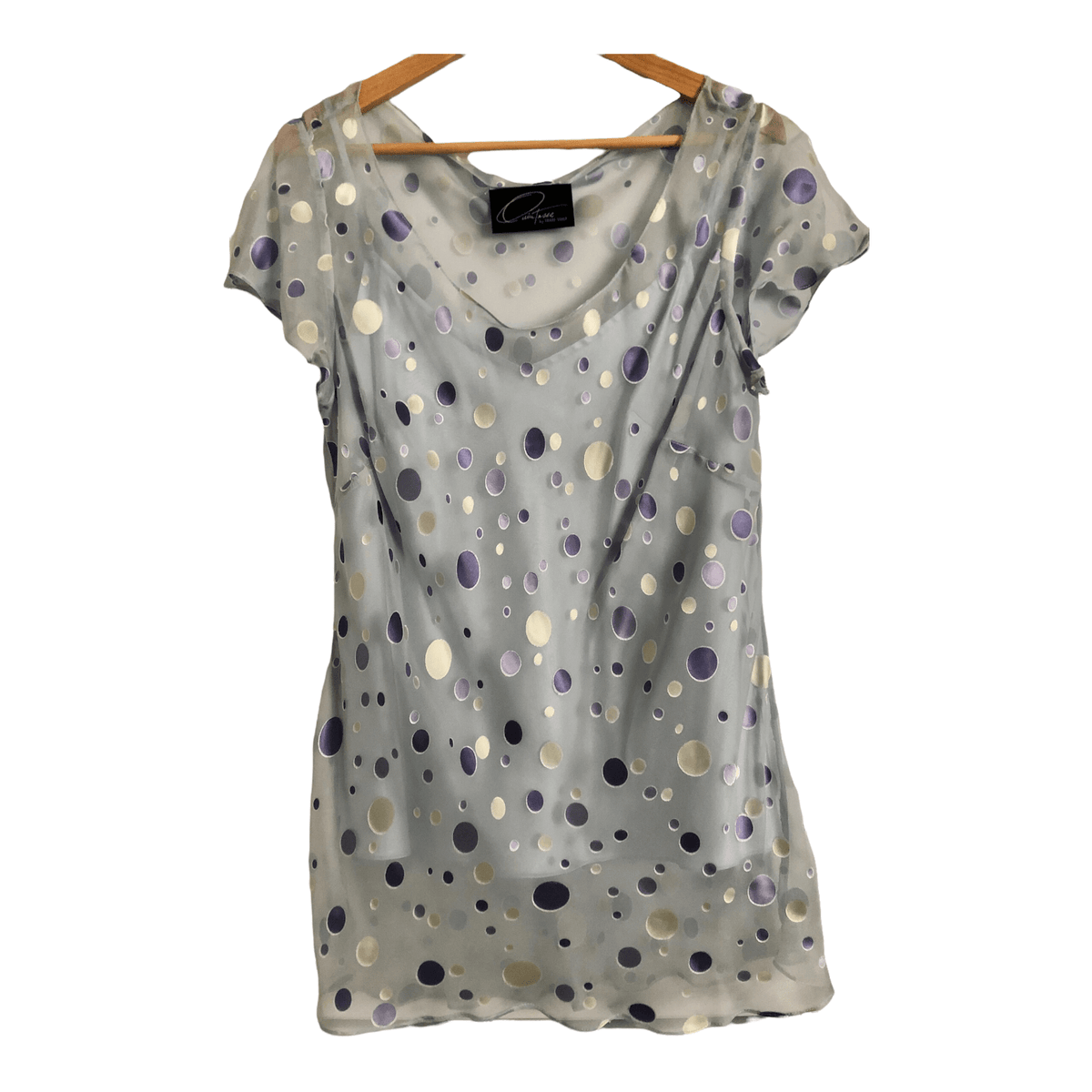 Quintesse by Frank Usher Silk Chiffon 3-Piece Skirt Suit Light Blue UK Size 16 - Ava & Iva