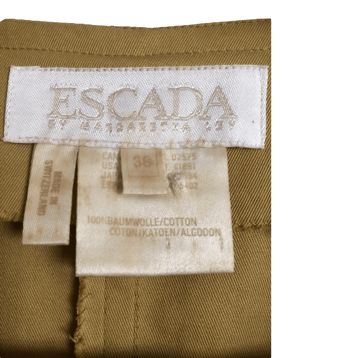 Escada 100% Cotton Short Sleeve Safari Style Wrap Dress Yellow / Ochre UK Size 10 - Ava & Iva