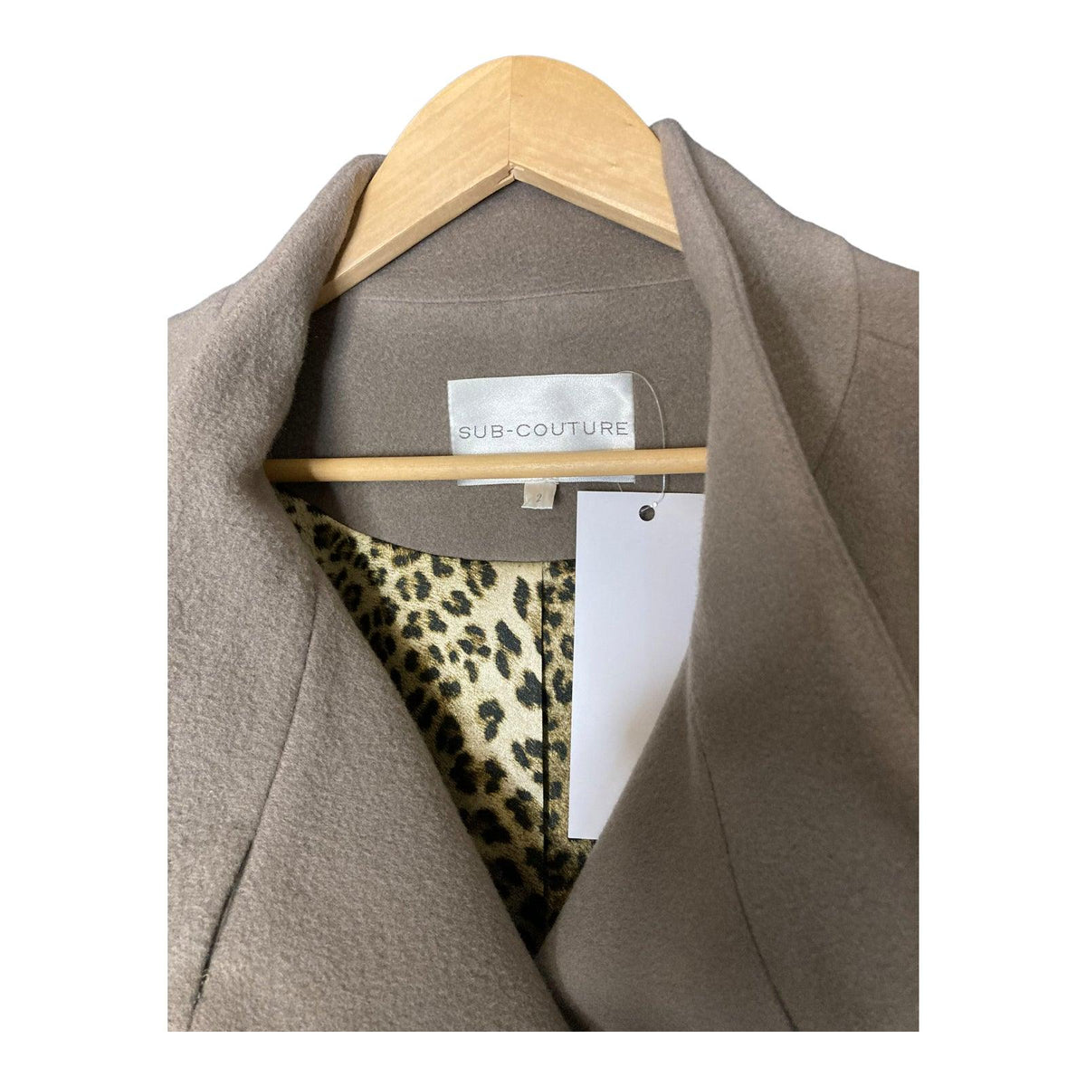 Sub-Couture Wool & Cashmere Blend Taupe Long Sleeved Coat UK Size 12 - Ava & Iva