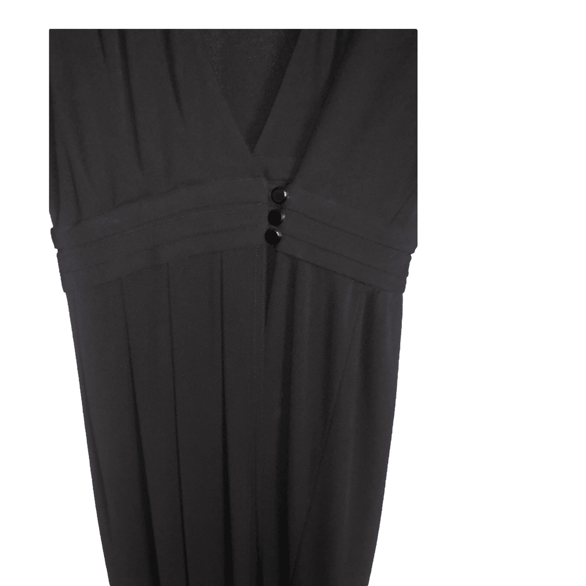 Jaeger Vintage Viscose Long Sleeve Evening Wrap Maxi Dress Black UK Size 12-14 - Ava & Iva