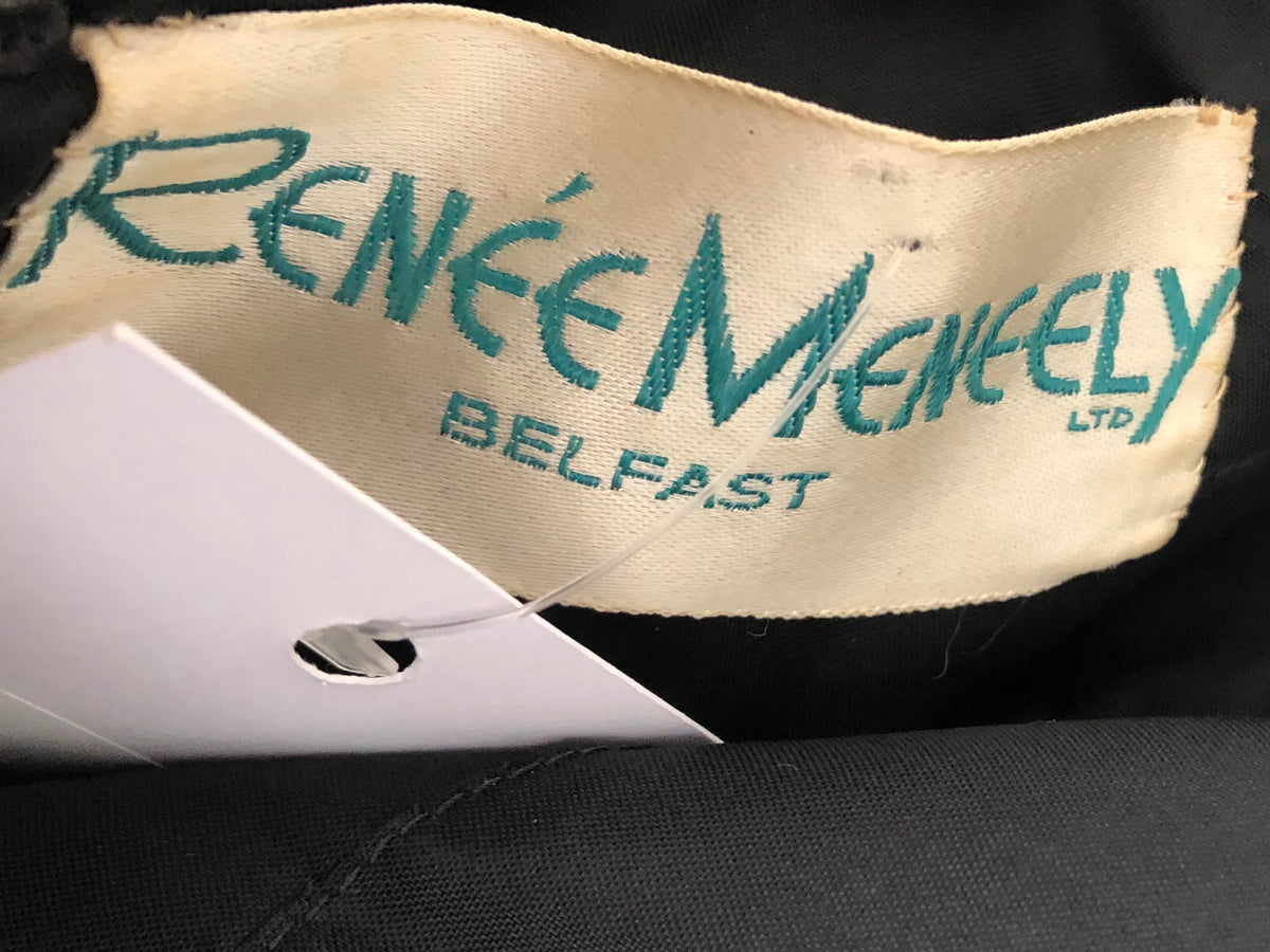 Renee Meneely Belfast Designer Vintage 50s Silk Sleeveless Evening Maxi Dress Gown Bronze w/ Black Lace S UK Size 6-8 - Ava & Iva