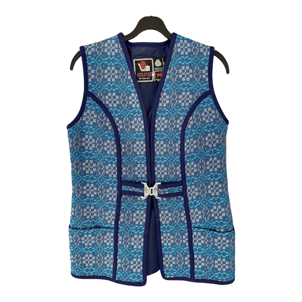 Welsh Wool Eclipse Vintage Waistcoat Blue UK Size 12 - Ava & Iva