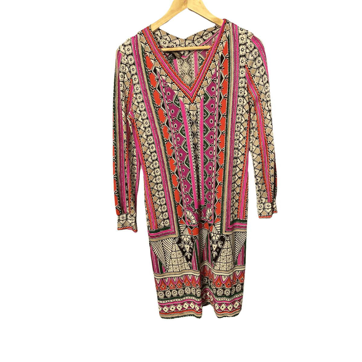 Siberia Multi-Coloured Long Sleeved Patterned Dress Size 46 UK Size 12 - Ava & Iva