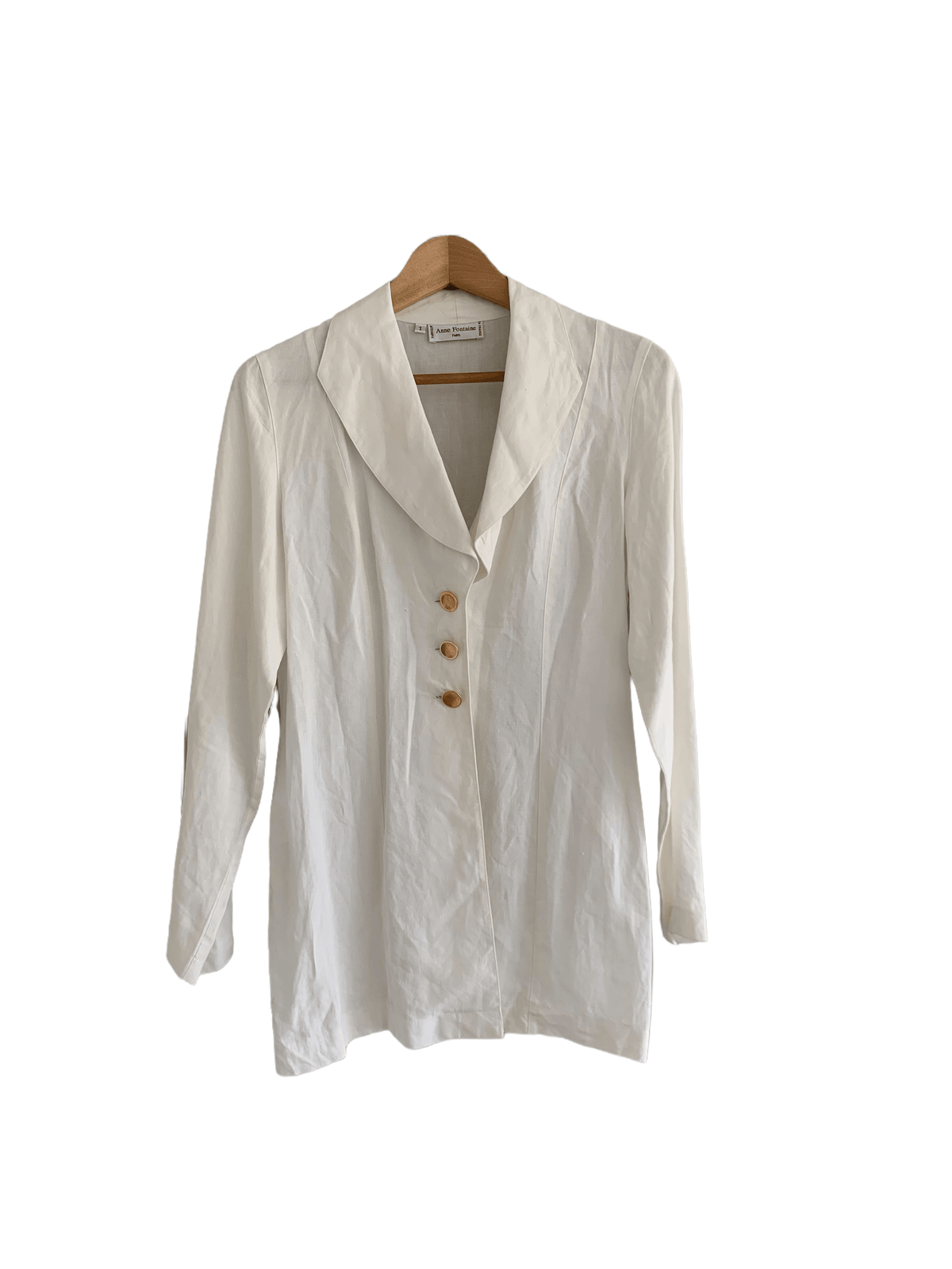 Anne Fortaine Single Breasted 100% Linen Jacket Cream Size 1 UK Size 12 - Ava & Iva