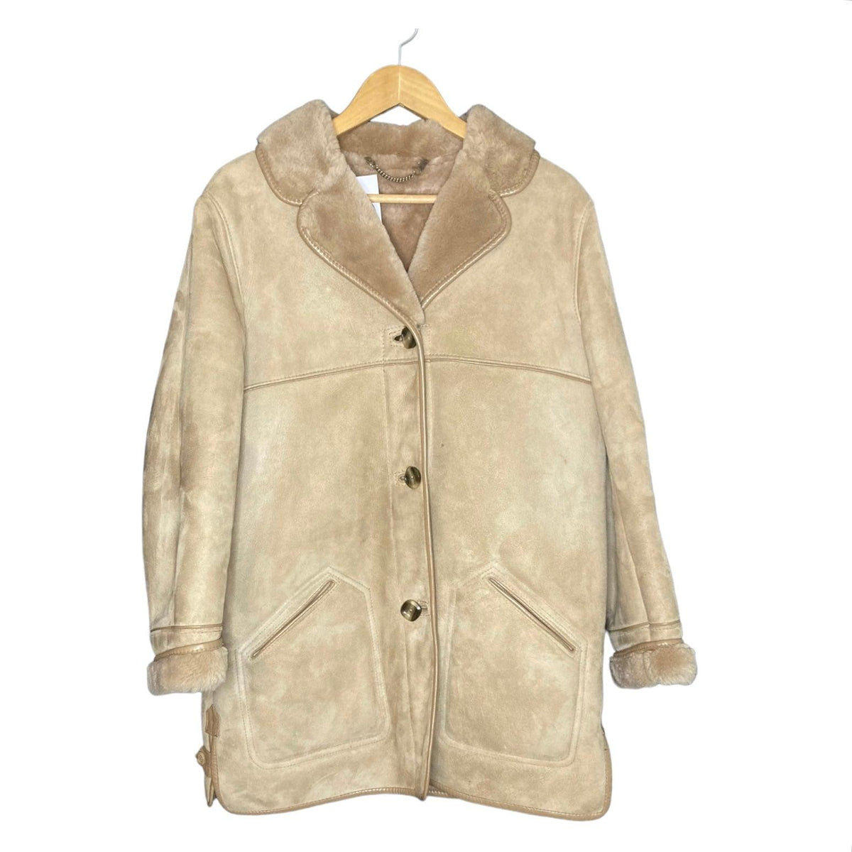 Tanns Of Taunton Real Lambskin Natural Long Sleeved Coat UK Size 14 - Ava & Iva