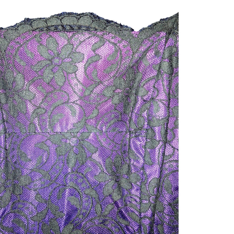 Koupycraft Black Lace & Purple Shoestring Evening Dress With Matching Stoll UK Size 16 - Ava & Iva