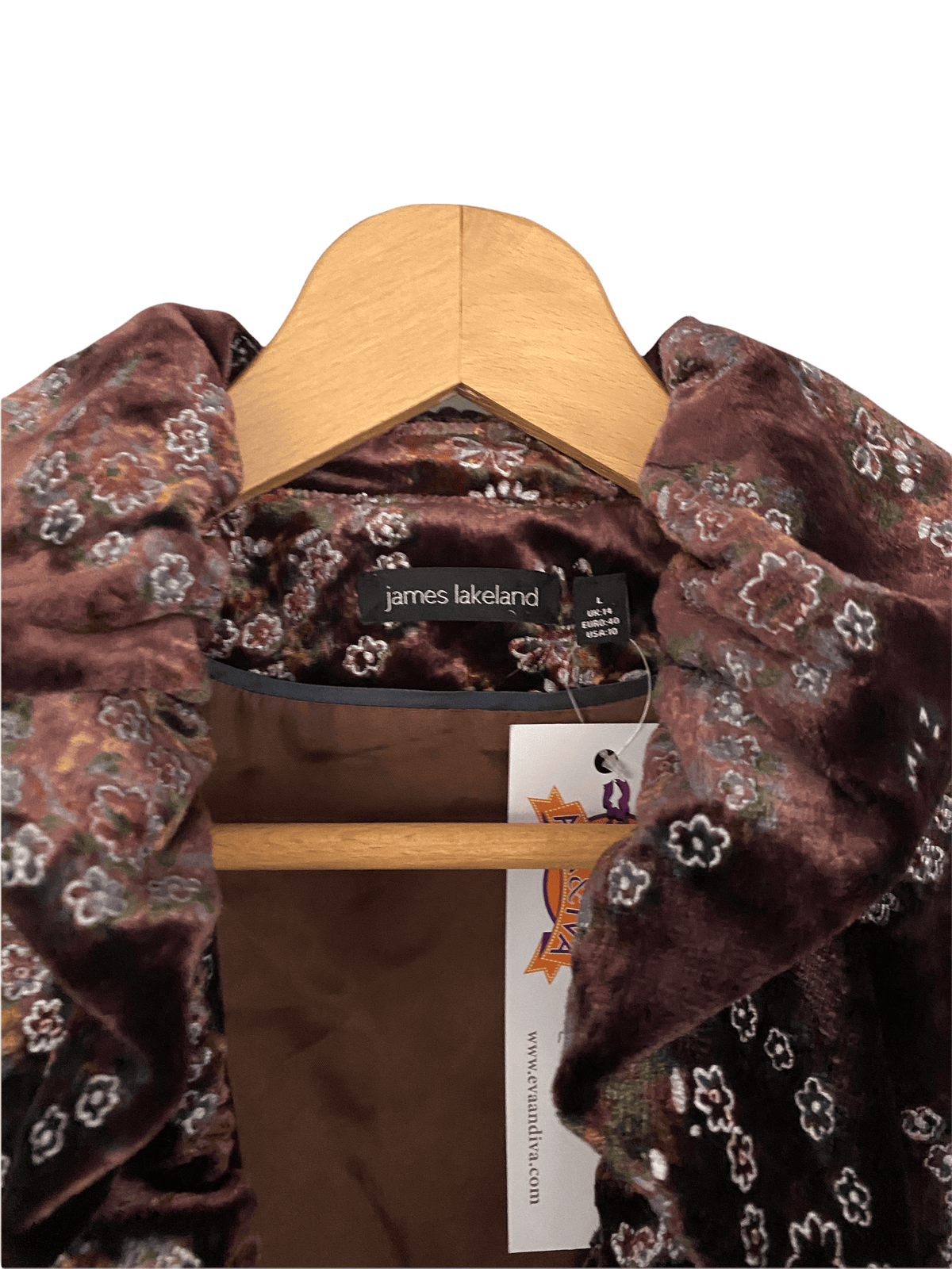 James Lakeland Floral Pattern Velvet Jacket Bronze UK Size 14 - Ava & Iva