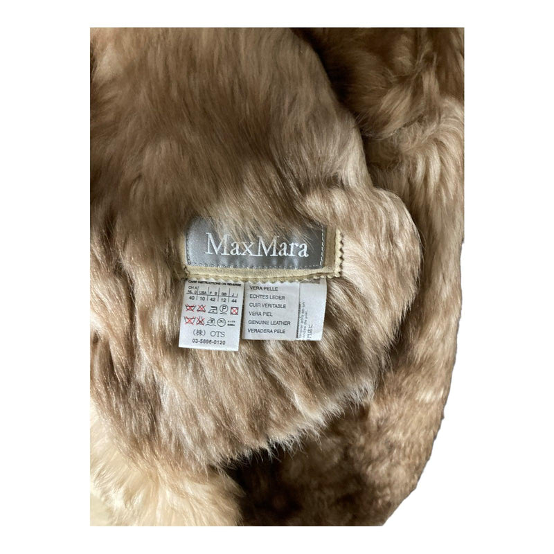 MaxMara Leather Fawn Long Sleeved Coat UK Size 12 - Ava & Iva