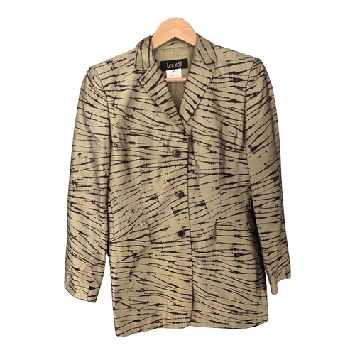 Laurel 100% Silk Gold and Black Single Breasted Jacket Size UK 8/10 - Ava & Iva