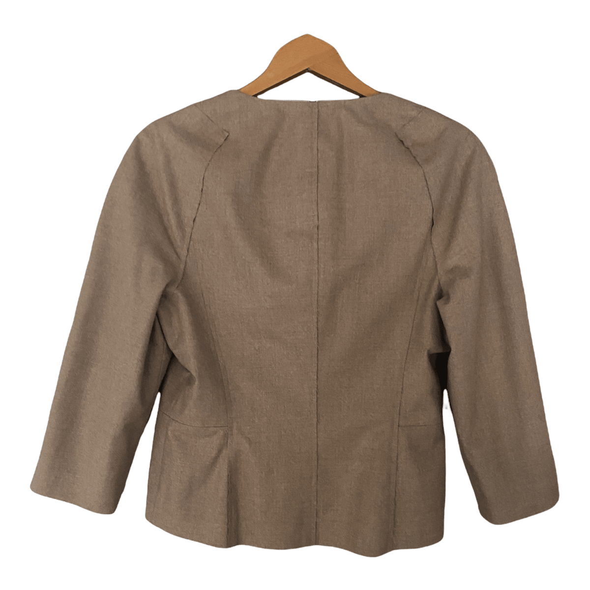 Amanda Wakeley Zip Up Round Neck Wool Jacket Camel UK Size 14 - Ava & Iva