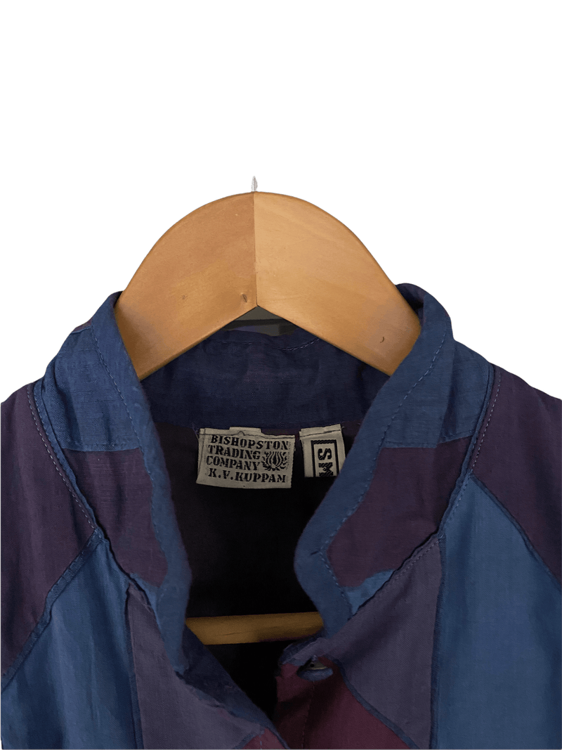 Bishopston Trading Company Vintage Jacket Harlequin Patchwork Design  Blues and Purple Size S/M - Ava & Iva