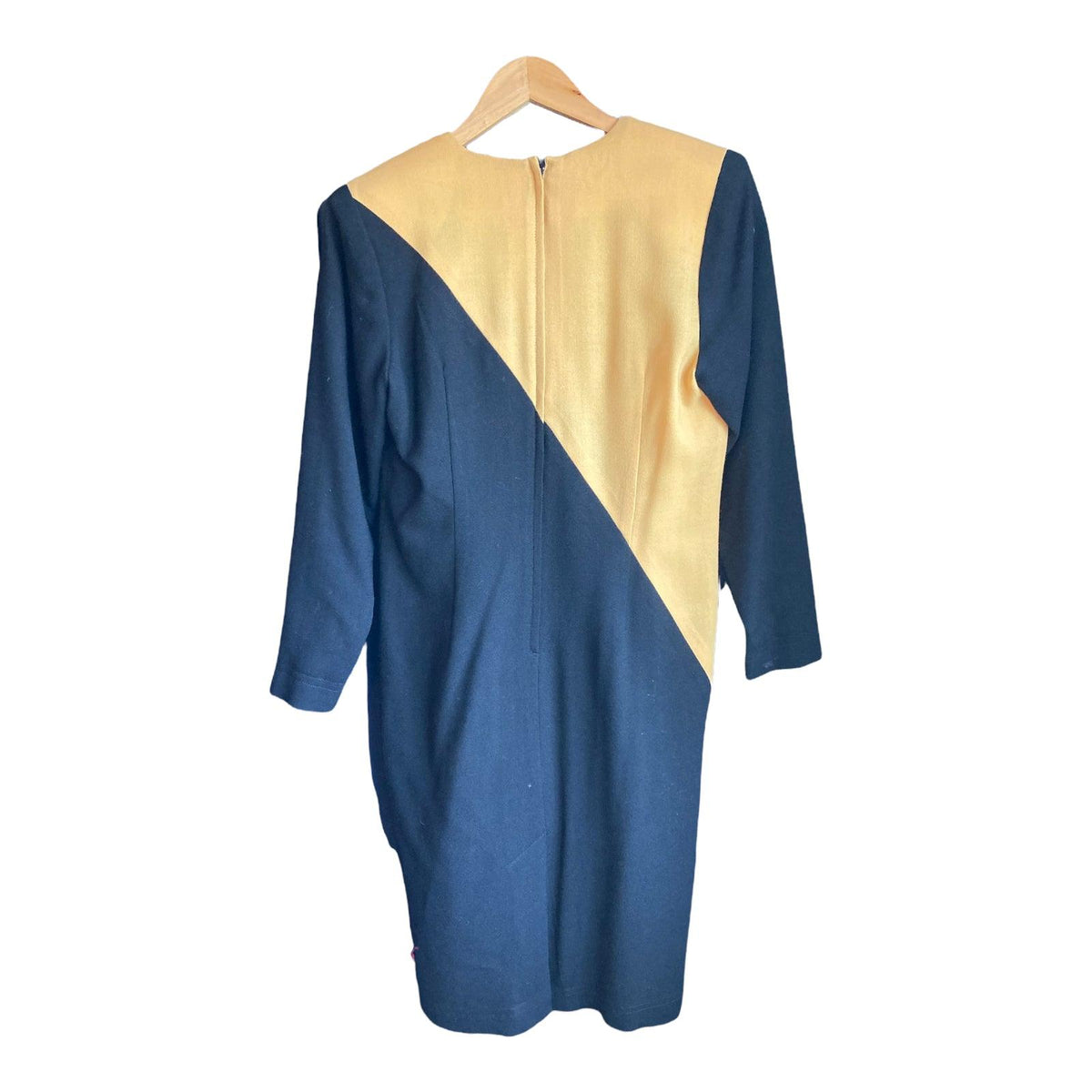 Gail Happen Wool Black And Yellow Long Sleeved Dress Ku Size 12 - Ava & Iva