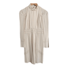 Prada Milano Silk Crepe Long Sleeve Designer RUNWAY Midi Dress Cream Brown UK Size 6-8 - Ava & Iva