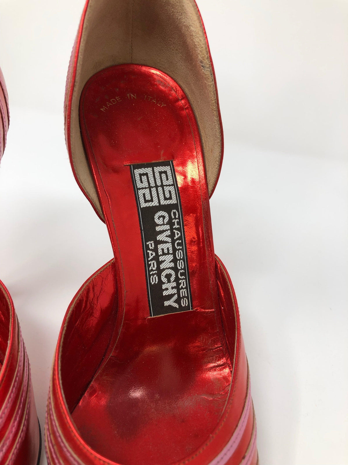 Givenchy Chaussures Paris Vintage Metallic Red Leather Shoes Size 6M (UK4) - Ava & Iva