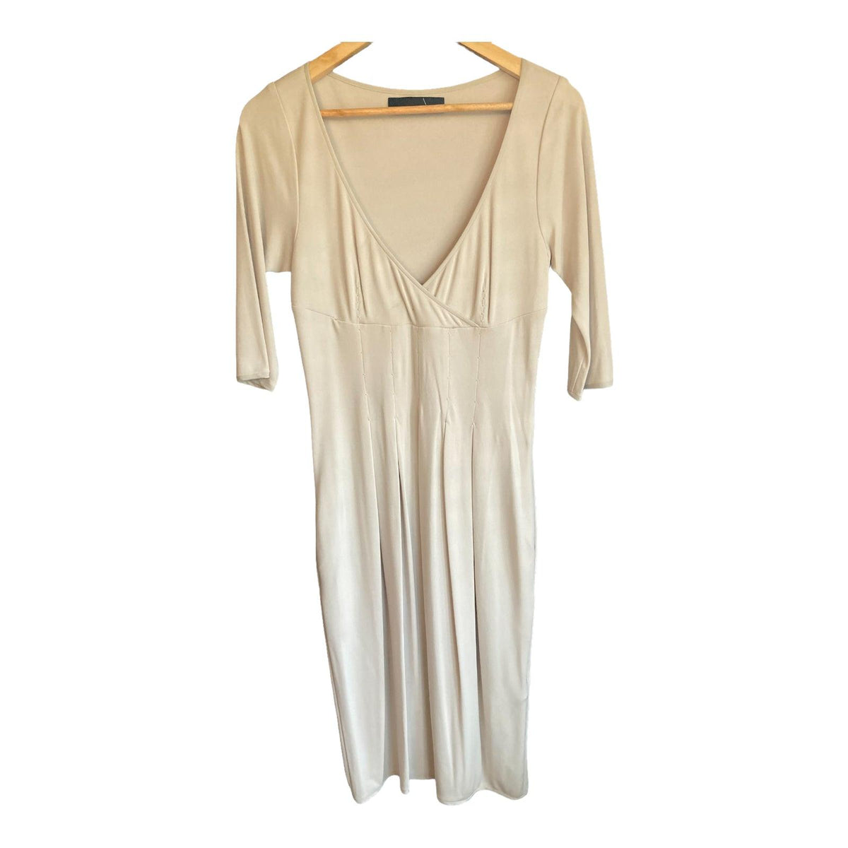 Amanda Wakeley Silk Cream 3/4 Sleeve Dress UK Size 12 - Ava & Iva