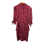Jaeger Silk Pink/Black Rose Patterened 1/2 Sleeve Dress UK Size 14 - Ava & Iva