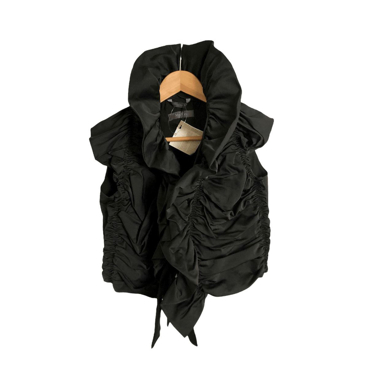 Max Mara Cotton Sleeveless Ruched Cropped Evening Jacket Black BNWT UK Size M/L - Ava & Iva