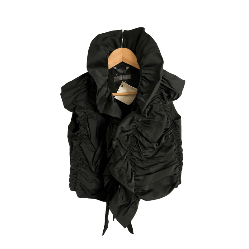 Max Mara Cotton Sleeveless Ruched Cropped Evening Jacket Black BNWT UK Ava Iva