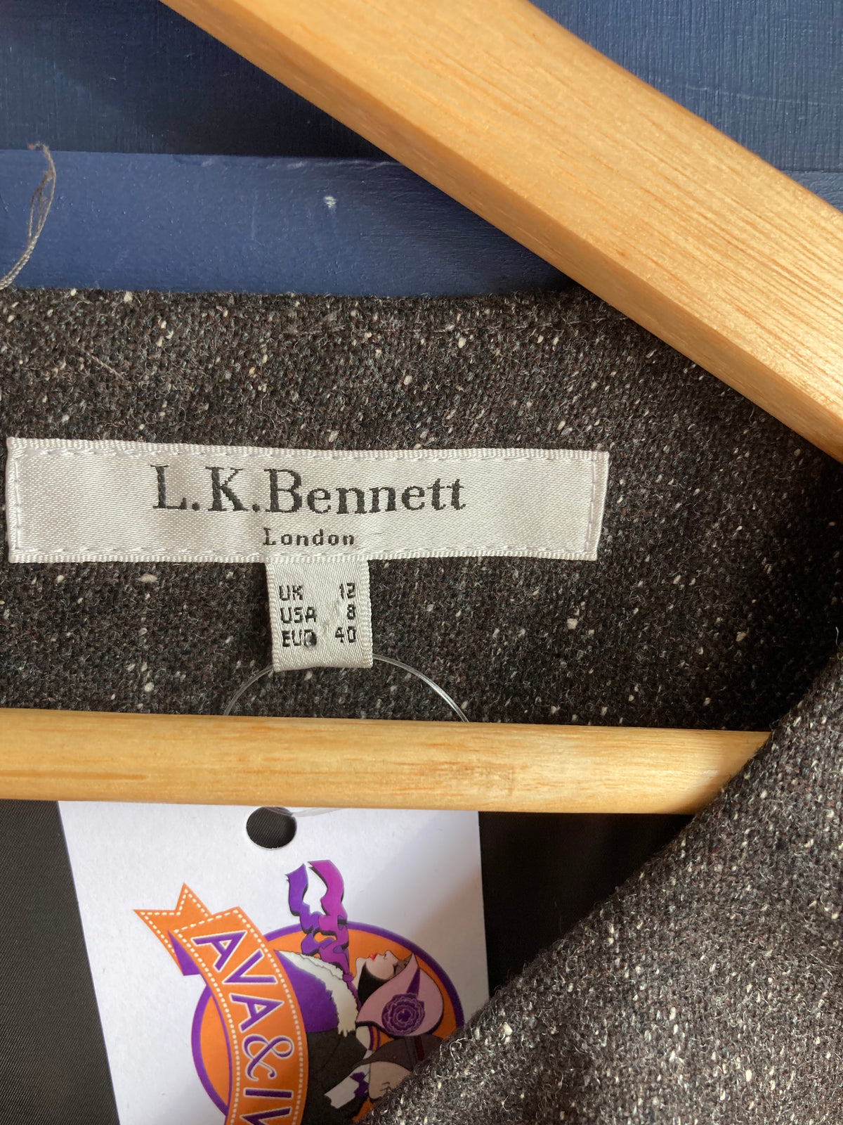 L.K.Bennett Wool Grey 3/4 Sleeved Dress UK Size 12 - Ava & Iva