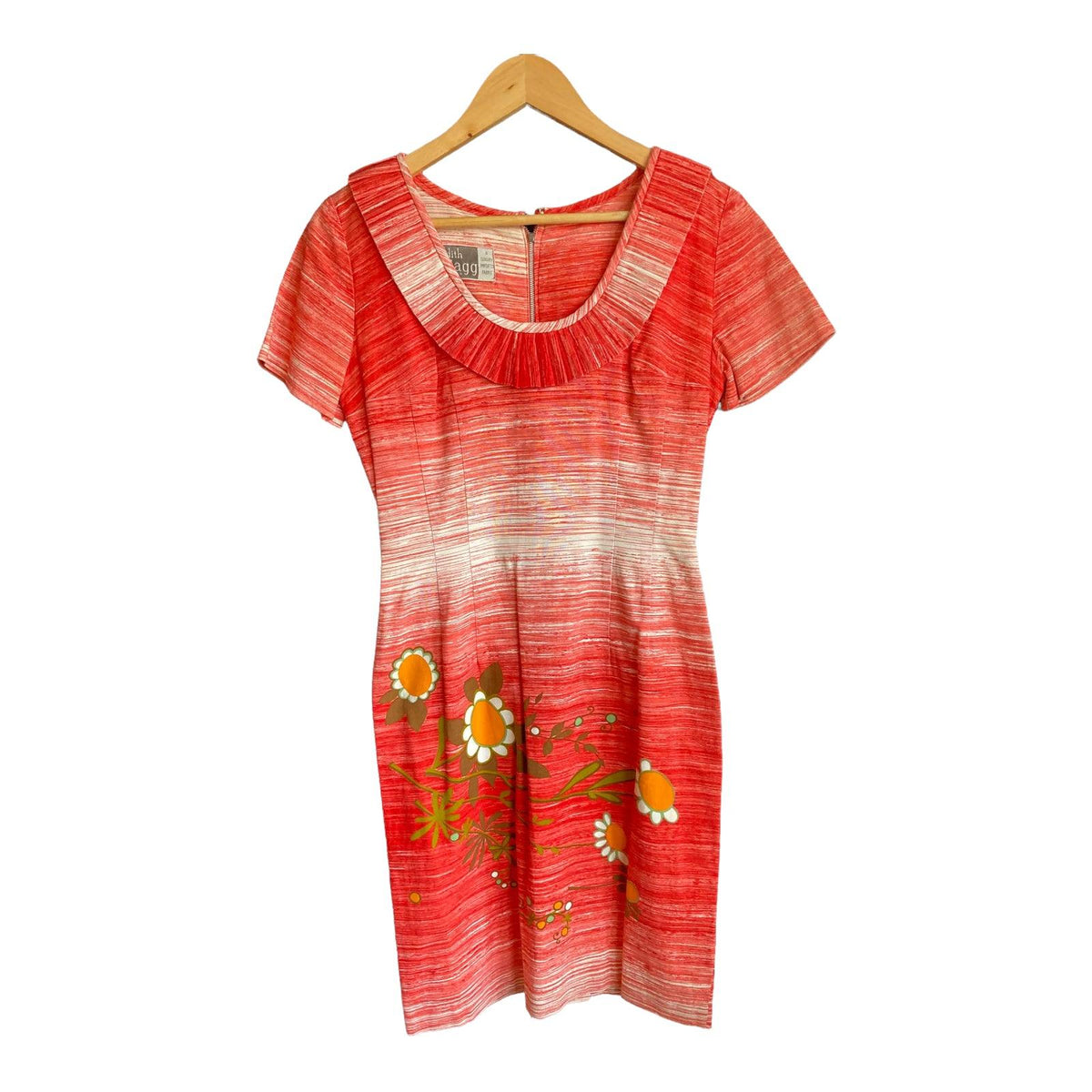 Edith Flagg Orange Patterned Short Sleeved Dress UK Size 8 - Ava & Iva