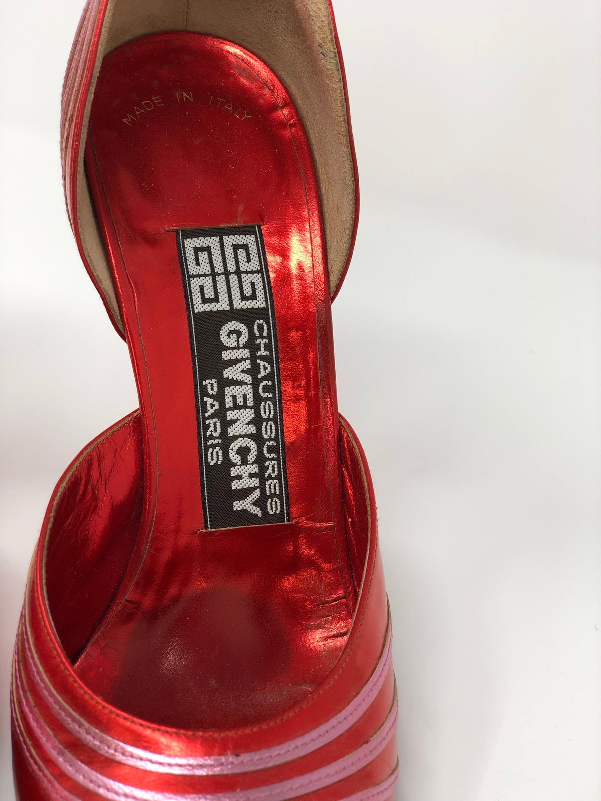 Givenchy Chaussures Paris Vintage Metallic Red Leather Shoes Size 6M (UK4) - Ava & Iva