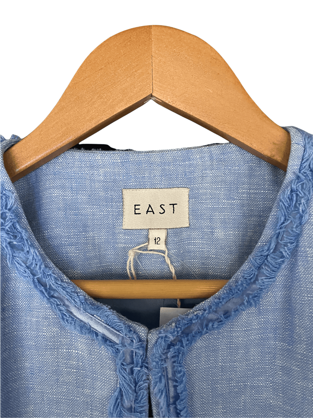 East 100% Linen Coat Light Blue UK Size 12 - Ava & Iva