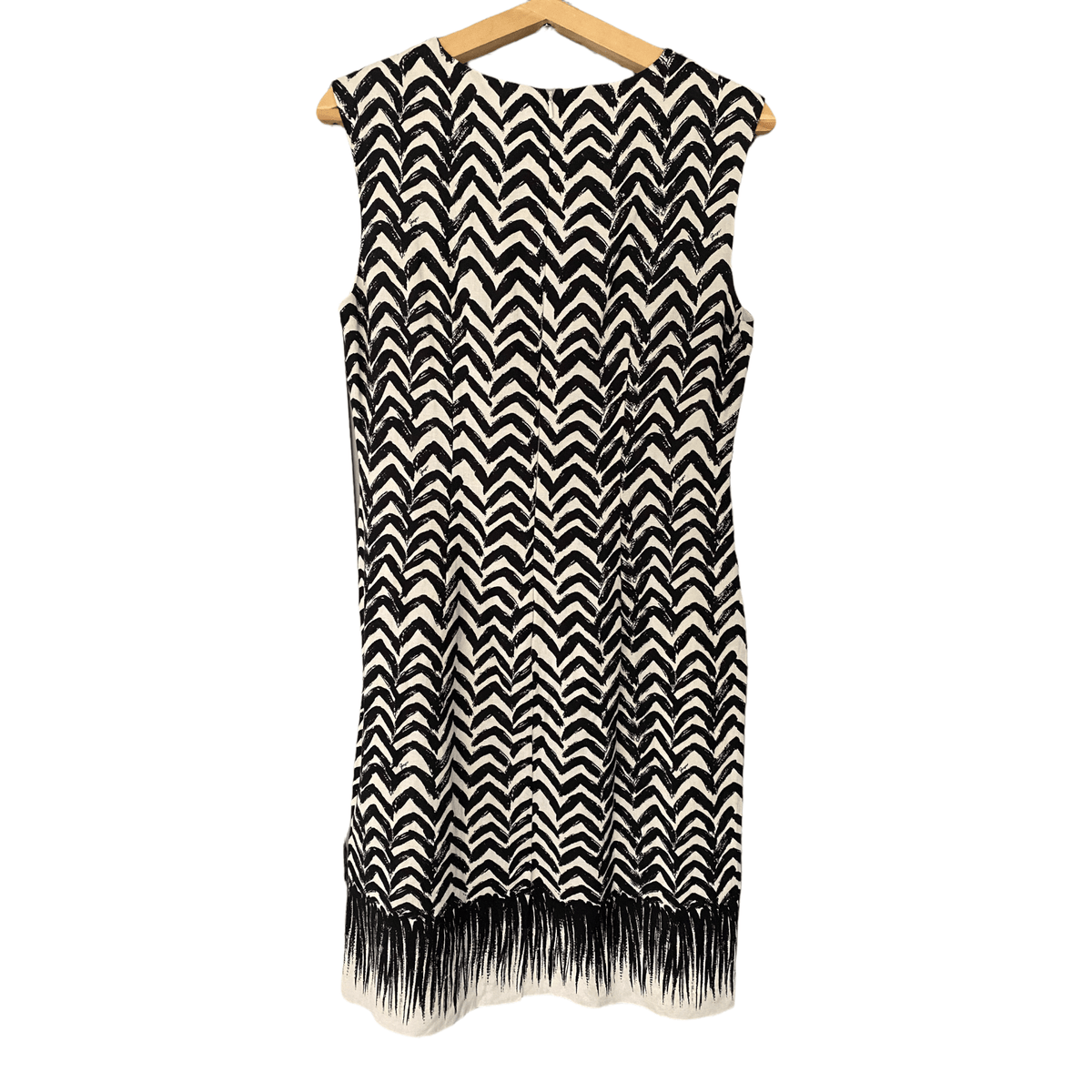 Jaeger Cream and Black Linen Mix Abstract Pattern Sleeveless Dress UK Size 12 - Ava & Iva