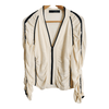 Amanda Wakeley 100% Silk Ruched Zip-up Cardigan Jacket Ivory Ecru Cream Black UK Size 12 - Ava & Iva