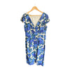 LK Bennett Cotton Blue And Cream Floral Short Sleeved Dress UK Size 14 - Ava & Iva