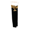 John Charles Vintage Sleeveless Strapless Evening Gown Black Velvet w/ Gold Ruffle Neck UK Size 10 - Ava & Iva