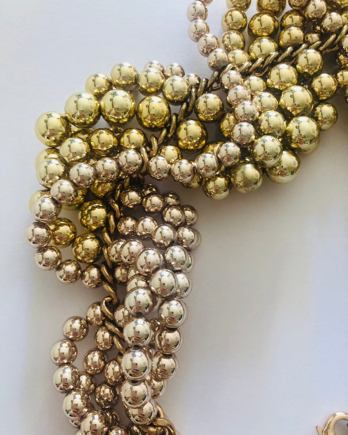 Vintage Gold and Rose Gold Single Strand Twisted Bead Costume Choker Necklet Necklace - Ava & Iva