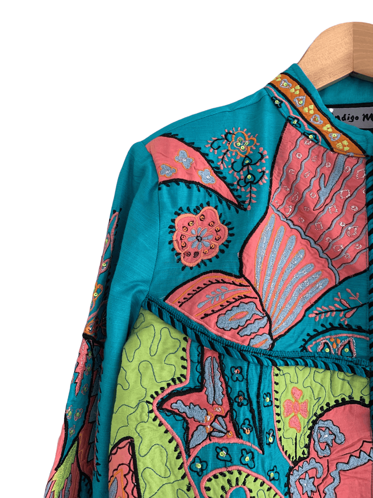 Indigo Moon Embroidered Jacket Blue UK Size S - Ava & Iva