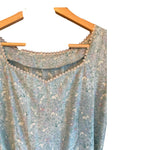 Vintage Cotton Light Blue Floral Sleeveless Dress UK Size 10 - Ava & Iva