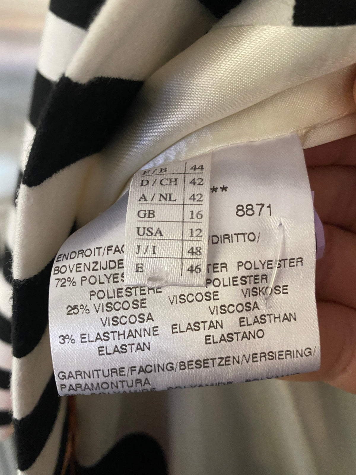 Weill Dress and Matching Jacket Black While Stripe with Floral UK Size 16 - Ava & Iva