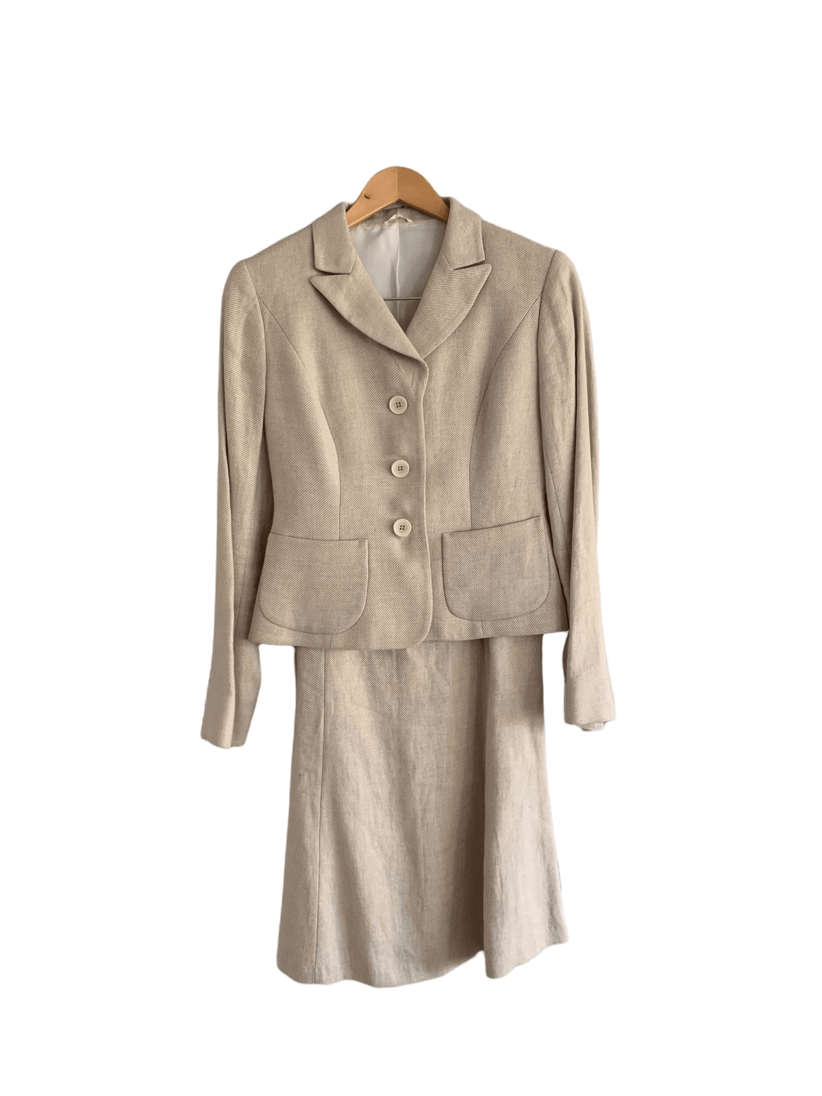 Hobbs Linen and Cotton Mix Summer Skirt and Jacket Suit Cream Size 10 - Ava & Iva