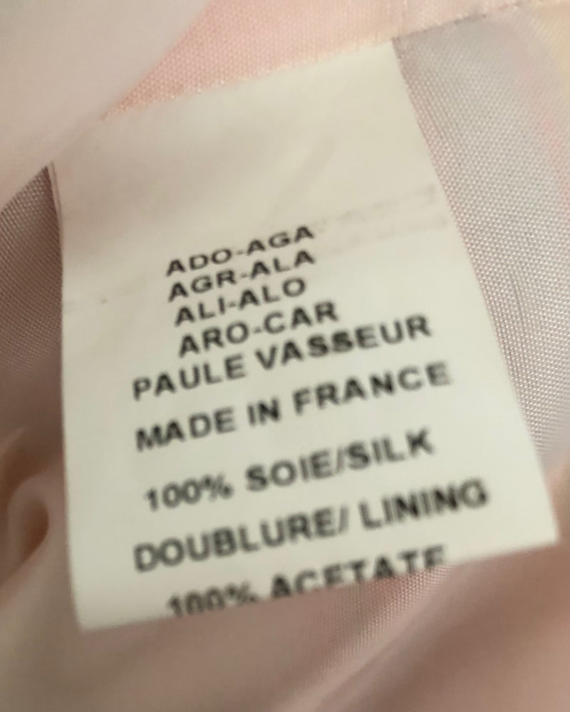 Paule Vasseur Paris Vintage 100% Silk Sleeveless Shift Summer Maxi Dress Pink Yellow Multi Striped UK Size 10-12 - Ava & Iva