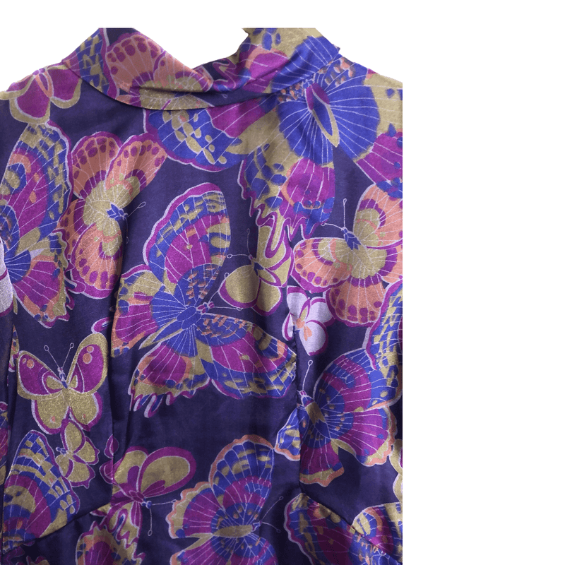 Alexander Clare Vintage Chiffon 3/4 Sleeve Maxi Dress Purple Multi Butterfly Print UK Size 8-10 - Ava & Iva