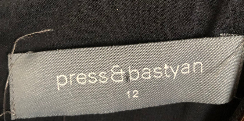 Press & Bastyan 100% Silk Sleeveless Embellished Midi Dress Black UK Size 12 - Ava & Iva