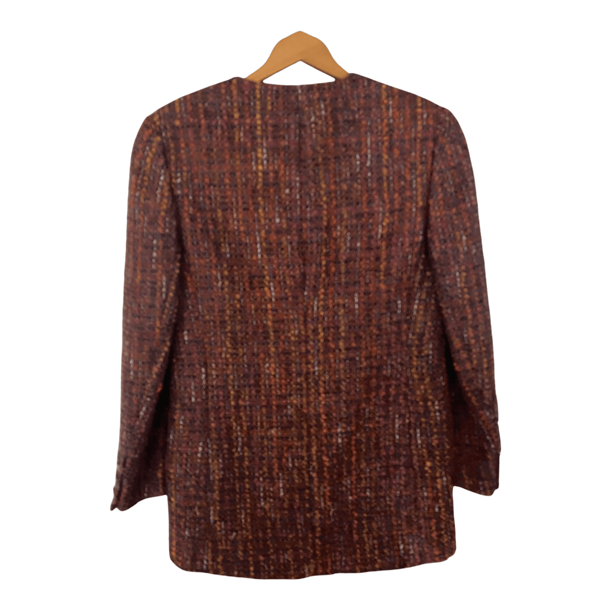 Aquascutum Wool Boucle Jacket Round Neck Autumn Tones UK size 14 - Ava & Iva